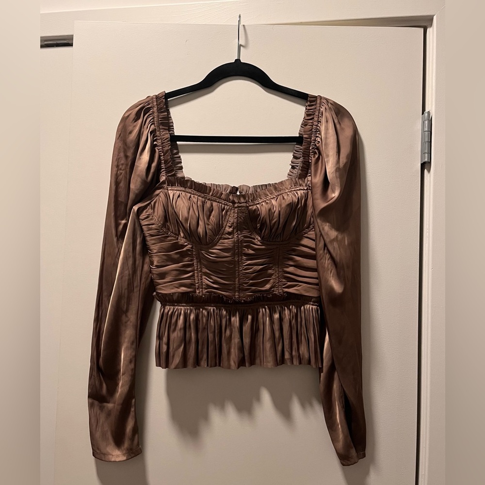 ULLA JOHNSON Mia Ruched Peplum Top SZ XS